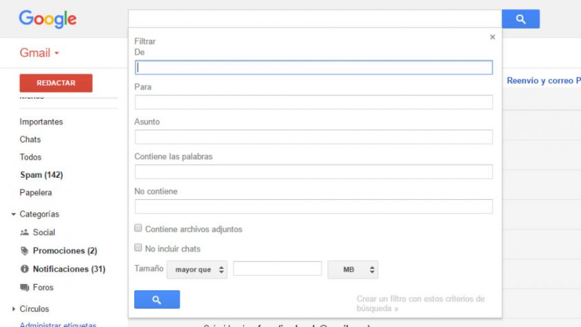 Crea filtros para un mejor manejo de gmail