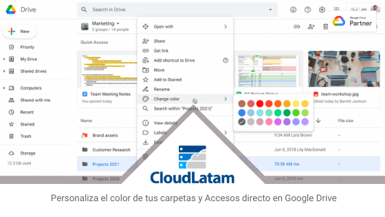 Personaliza el color de tus carpetas y Accesos directo en Google Drive